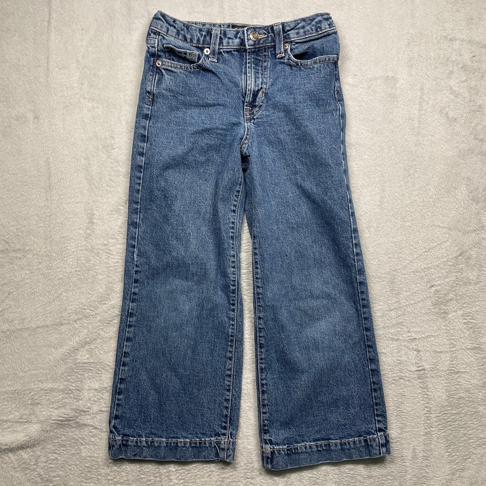 Gap Wide Leg Jeans Kids Medium Wash Denim Adjustable Waist Size 10
